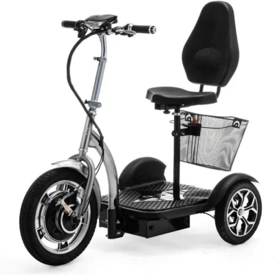 VELECO Scooter électrique 3 Roues 750W Mobylette Senior Handicapé (Argent)