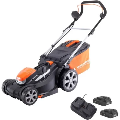 Yard Force Tondeuse à Gazon Rotative Sans Fil 40V et 40cm avec 2 Batteries et Chargeur Rapide – LM C40A